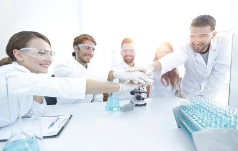 Creative team of young scientists. Stock Photos