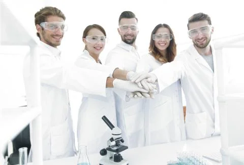 Creative team of young scientists. Stock Photos