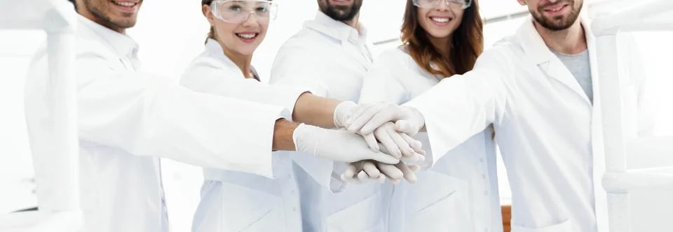 Creative team of young scientists. Stock Photos