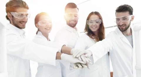 Creative team of young scientists. Stock Photos