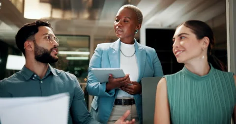 Creative, teamwork and happy people with ideas in office, copywriting and plan Stock Footage 336308282