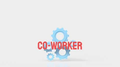Creative Teamwork Concept With Co Worker Text And Blue Gears 3d render. Stock Illustration