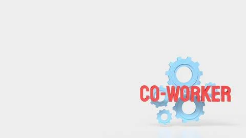 Creative Teamwork Concept With Co Worker Text And Blue Gears 3d render. Stock Illustration