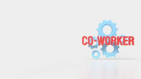 Creative Teamwork Concept With Co Worker Text And Blue Gears 3d render. Stock Illustration