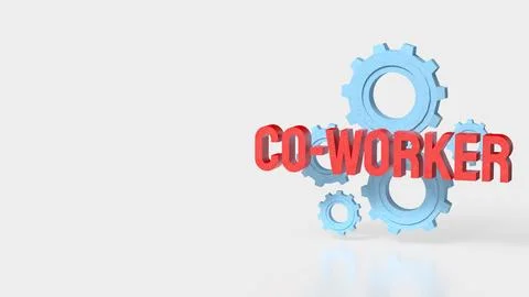 Creative Teamwork Concept With Co Worker Text And Blue Gears 3d render. Stock Illustration