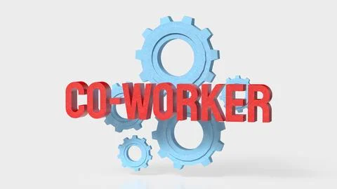 Creative Teamwork Concept With Co Worker Text And Blue Gears 3d render. Stock Illustration