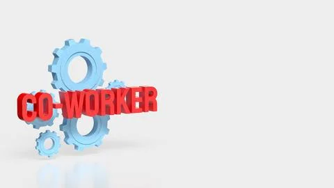 Creative Teamwork Concept With Co Worker Text And Blue Gears 3d render. Stock Illustration