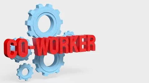 Creative Teamwork Concept With Co Worker Text And Blue Gears 3d render. Stock Illustration
