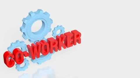 Creative Teamwork Concept With Co Worker Text And Blue Gears 3d render. Stock Illustration