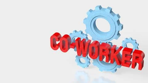 Creative Teamwork Concept With Co Worker Text And Blue Gears 3d render. Stock Illustration