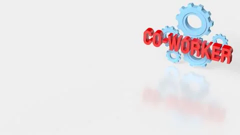 Creative Teamwork Concept With Co Worker Text And Blue Gears 3d render. Stock Illustration