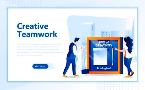 Creative teamwork flat web page design template Stock Illustration