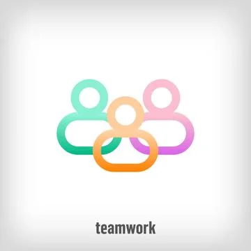 Creative teamwork line logo. Stock Illustration
