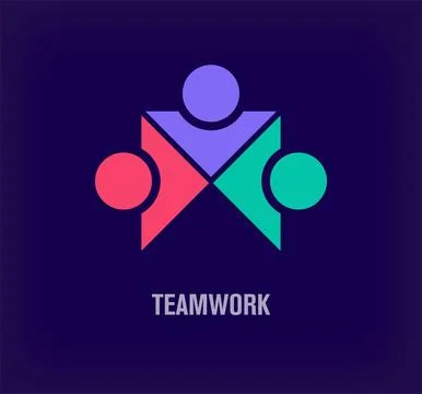 Creative teamwork logo. Unique color transitions. Stock Illustration