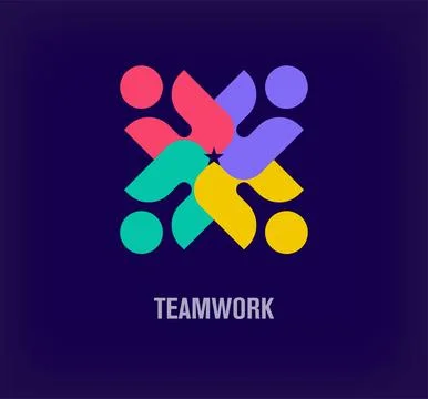 Creative teamwork logo. Unique color transitions. Stock Illustration