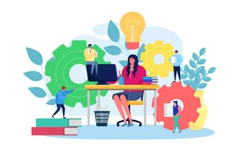 Creative teamwork for main business idea, vector illustration. People help 스톡 일러스트