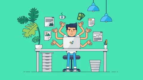 Creative Tech Workspace Stock Illustration
