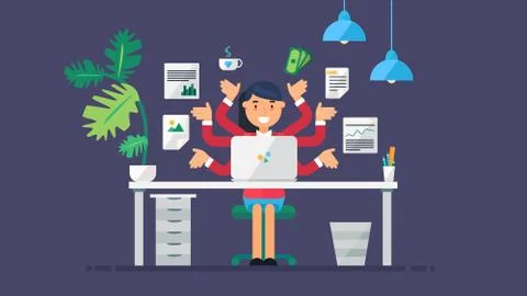 Creative Tech Workspace 스톡 일러스트