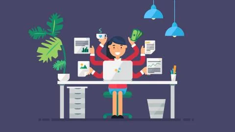 Creative Tech Workspace 스톡 일러스트