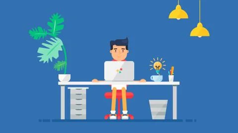 Creative Tech Workspace Stock Illustration