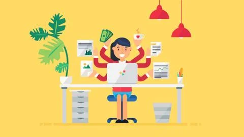 Creative Tech Workspace Stock Illustration
