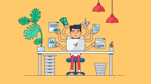 Creative Tech Workspace 스톡 일러스트