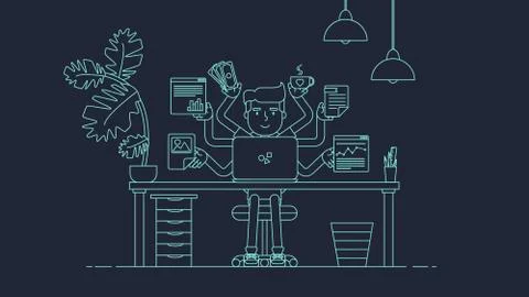 Creative Tech Workspace Stock Illustration