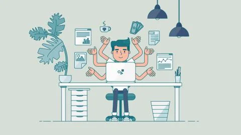 Creative Tech Workspace Illustrazione stock