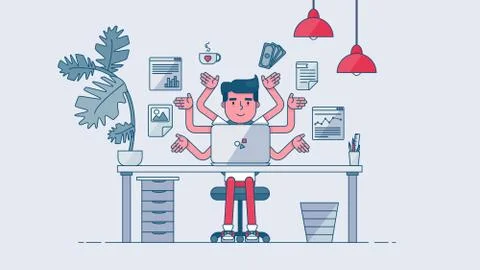 Creative Tech Workspace Stock Illustration