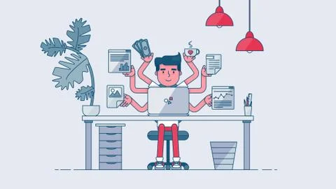 Creative Tech Workspace 스톡 일러스트