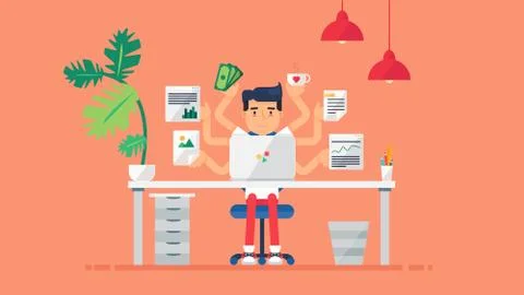 Creative Tech Workspace Stock Illustration