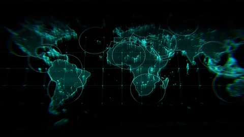 Creative technology background. Cyber world map. Location search points. Stock Footage 231400277