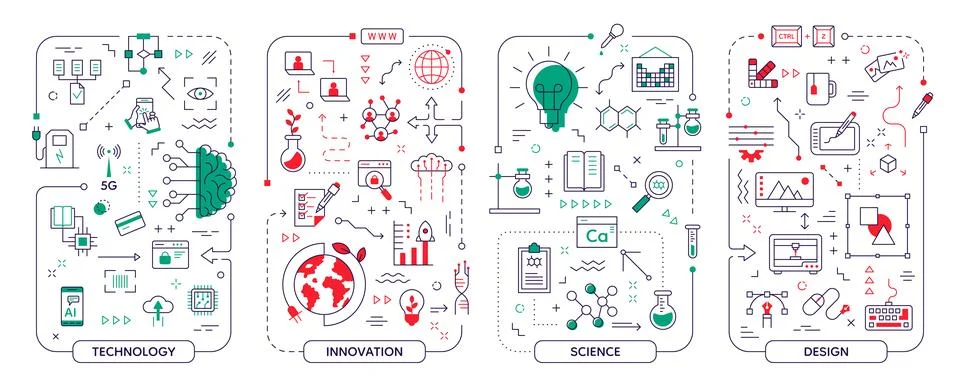 Creative technology. Digital work icons. Business project infographic of Stock Illustration