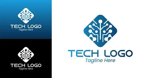 Creative Technology Logo with Abstract Diamond Circuit Design イラスト素材