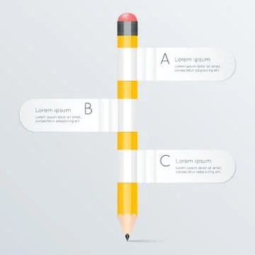 Creative template with pencil banner flow chart, can be used for infographics Stock Illustration