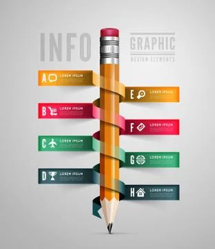 Creative template with pencil ribbon Stock Illustration