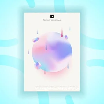 Creative template poster design abstract fluid shape circle on light blue bac Stock Illustration