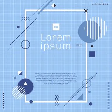 Creative template rectangle border frame blue geometric circle, triangle, rou Illustrazione stock