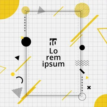 Creative template rectangle frame border yellow and black geometric circle, t Illustrazione stock