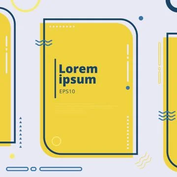 Creative template rectangle frame border yellow and blue geometric circle, tr Illustrazione stock