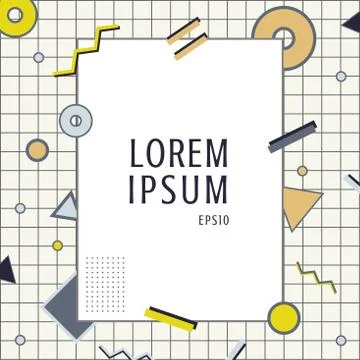 Creative template rectangle frame border yellow, gray and black geometric cir 스톡 일러스트