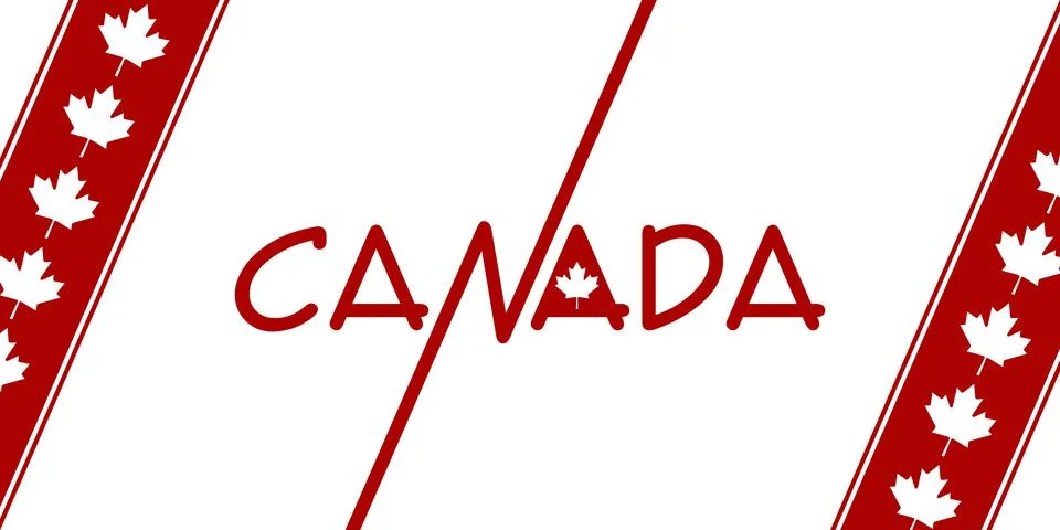 Creative text CANADA on white background. Background for national holidays. Stock Illustration