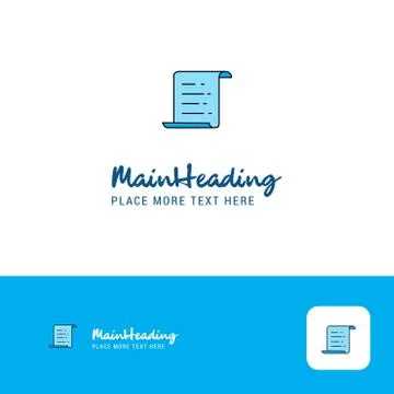 Creative Text document Logo Design. Flat color Logo place for Tagline. Vector Ilustración de archivo