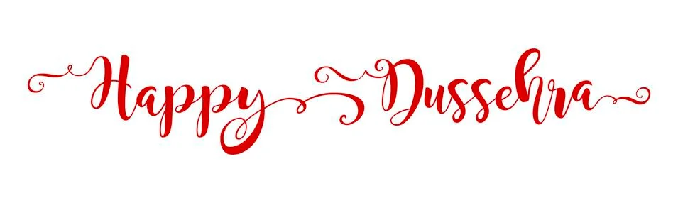 Creative text Happy Dussehra with brush calligraphy vector banner red colour 스톡 일러스트