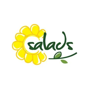 Creative text salad logo with sun flower nature graphic decoration Stock Illustration