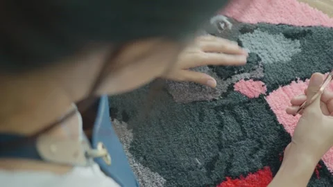 Creative Textile Art in Progress Stock Footage 335588205