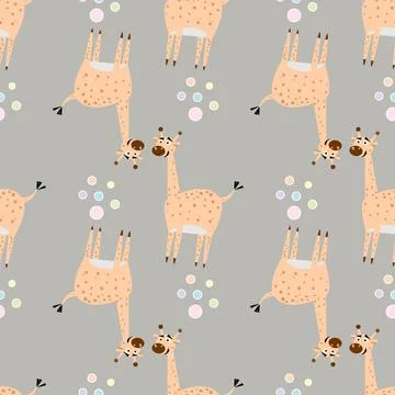 Creative texture for fabric, textile.. Childish seamless pattern with cute gi Stock Illustration