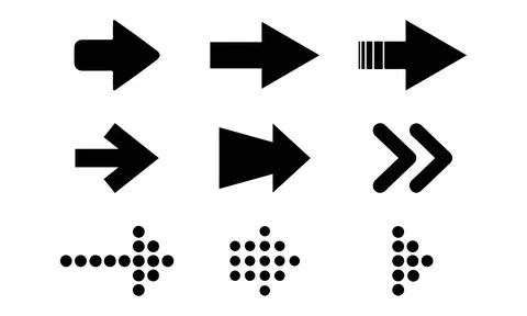 Creative Textured Arrow Collection - Dot and Line Pattern Pointers Stock Illustration