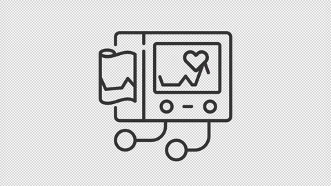 Creative thin line black animation of ECG machine icon Stock Footage 276081610