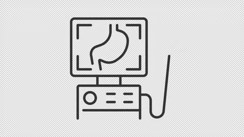 Creative thin line black animation of endoscope icon Stock Footage 276081649